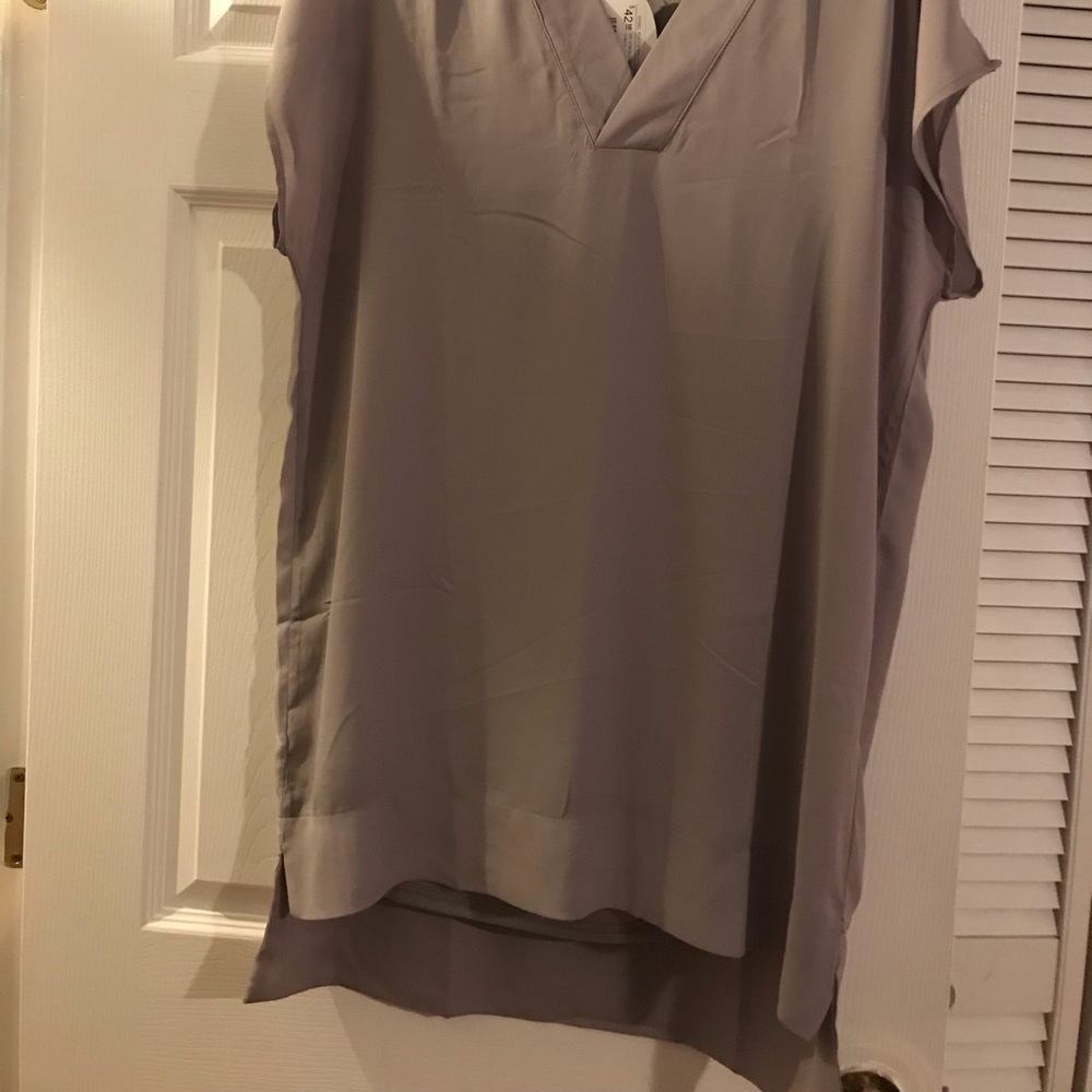 Large Grey Silk V Neck Dress/Shirt